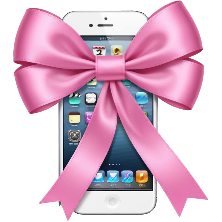 pink iphone with ribbon emoji