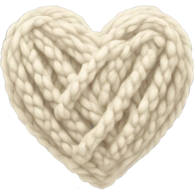 Cable knit cream heart emoji