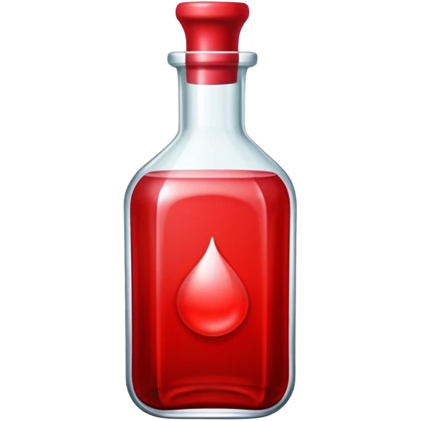 dnd item icon, red health potion squared shape bottle short in height and 'front view emoji