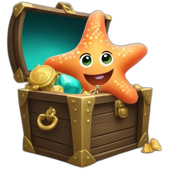 patrick starfish holding a treasure chest emoji