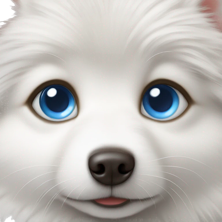 White Spitz puppy with blue eyes  emoji