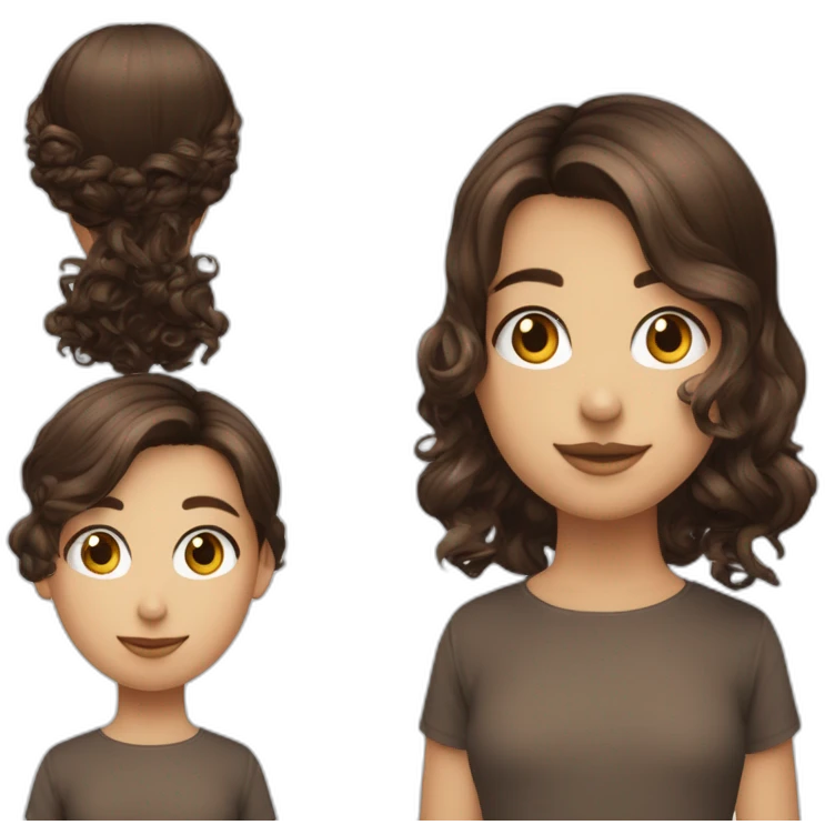 garçon bleu cheveux marrons bouclés avec fille marron cheveux noir lisse emoji