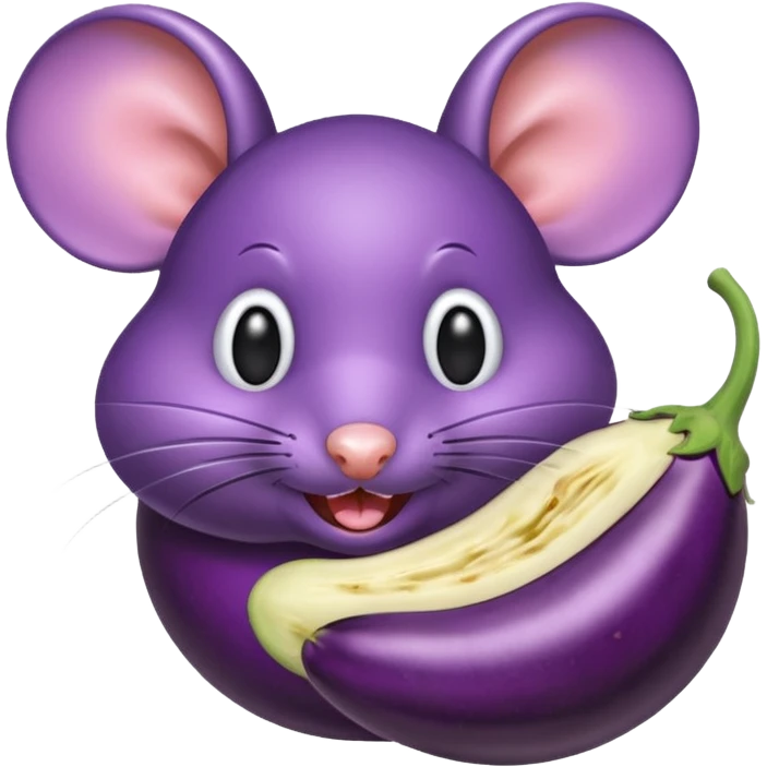 Mouse eating eggplant emoji