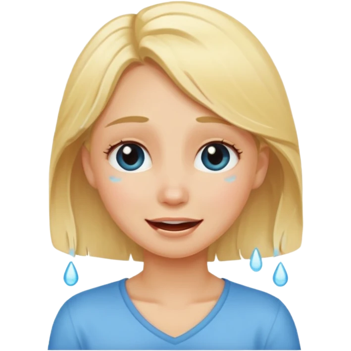Blonde girl with happy tears emoji