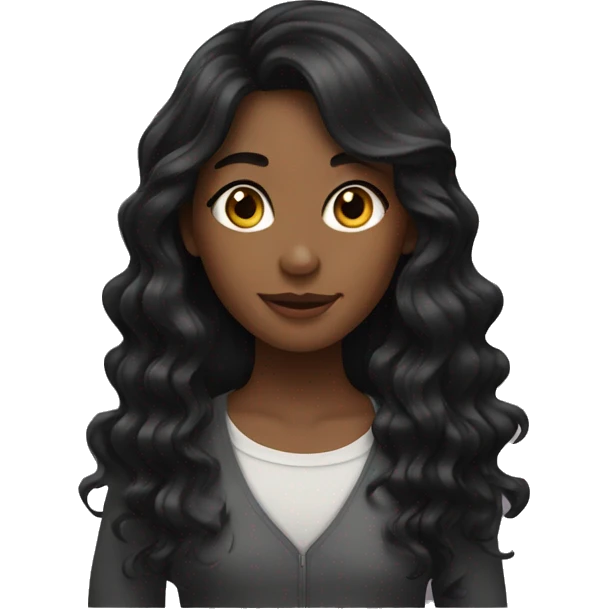 Girl with wavy long black hair emoji