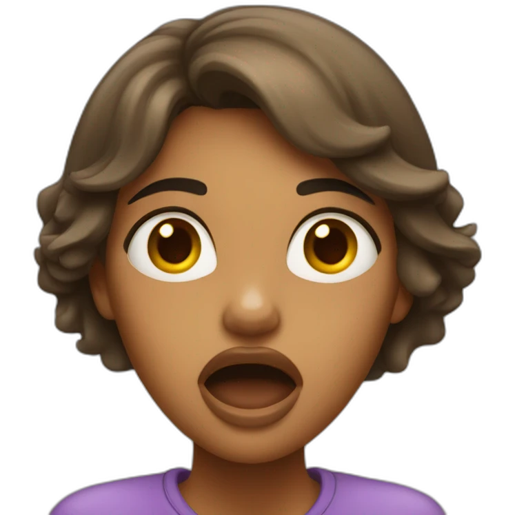 Light Brown girl scared with hands on side of face and mouth open big emoji