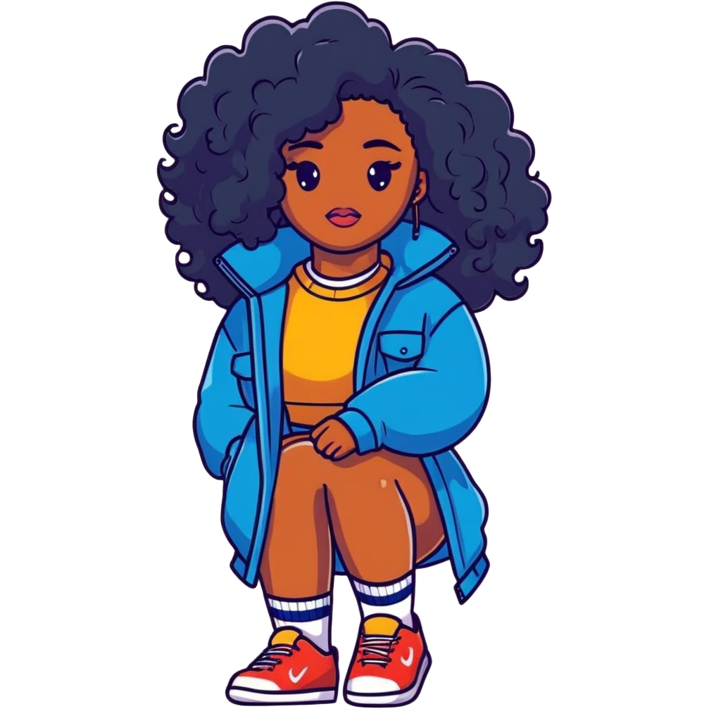 SZA with voluminous curly black hair emoji