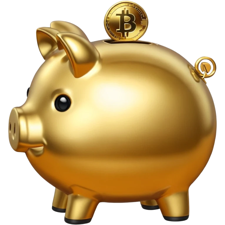 with piggybank with crypto golden piggybank emoji