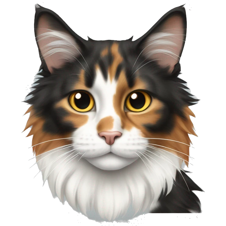  mainecoon cat tricolor ginger black white emoji