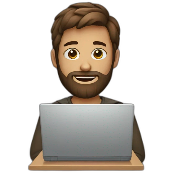 Boy with brown beard and laptop emoji
