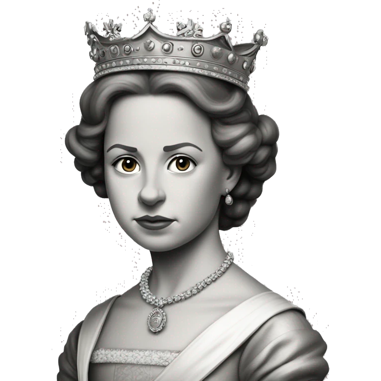 angry young queen Elizabeth the first of England without colour background emoji