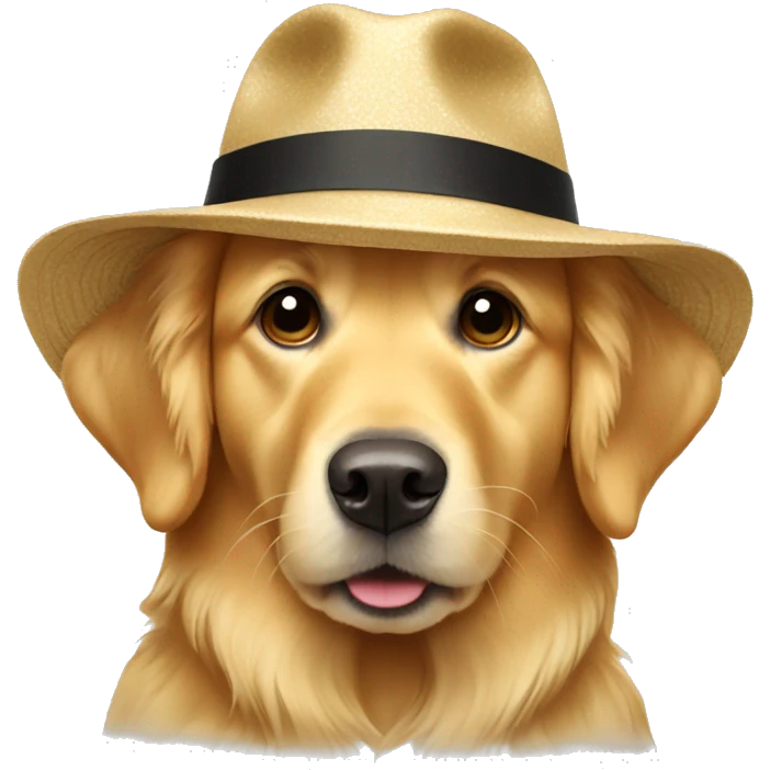 Golden retriever in a hat emoji