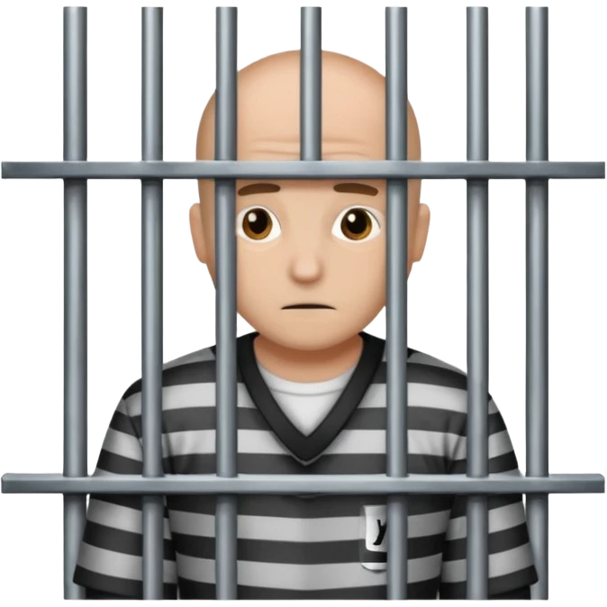 criminal in jail behind bars the bars should be in front of the person and the bars can be over the person's face emoji