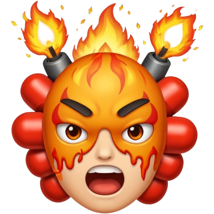 Create a mind blowing face with bombs coming out  emoji
