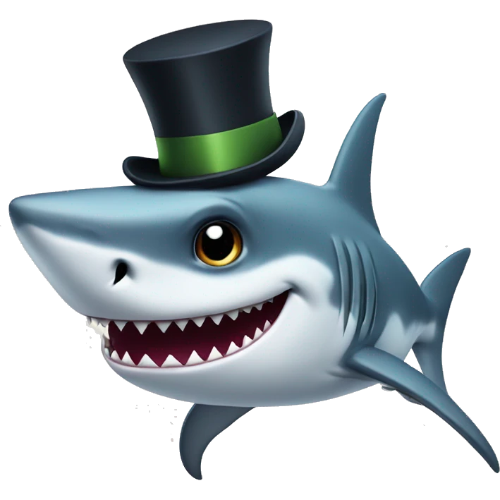Shark with a top hat emoji