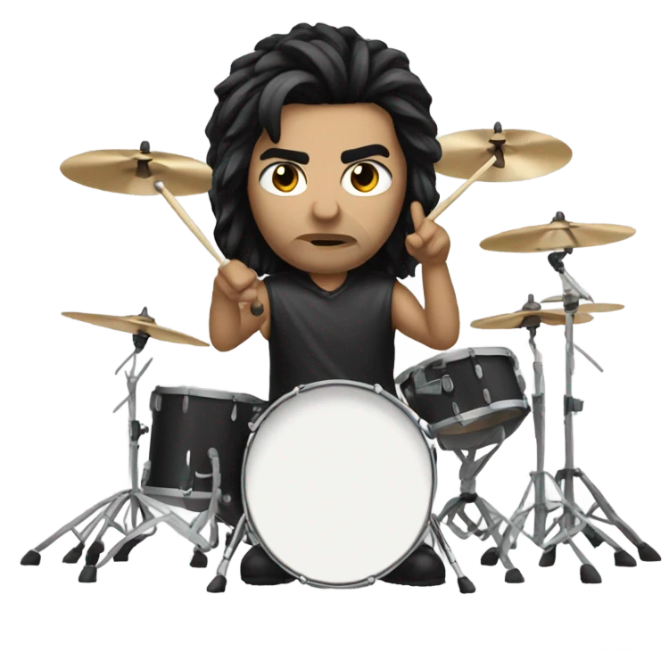 heavy metal drummer black short hair  emoji