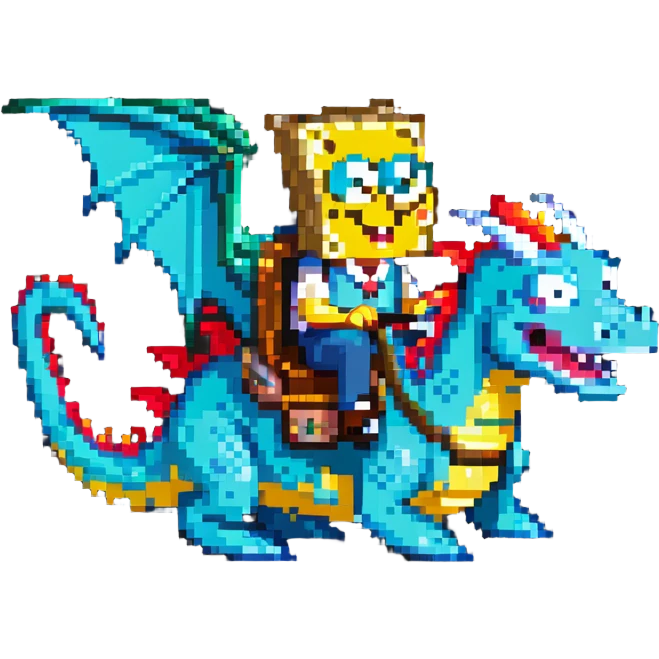 Spongebob on a dragon emoji