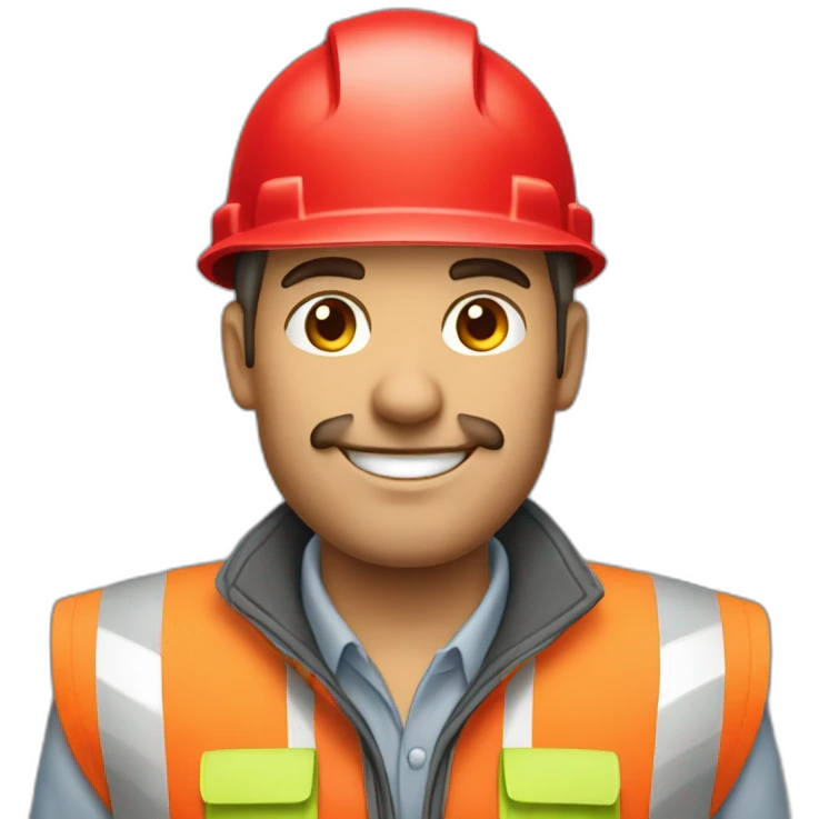 Man who works for construction whith red geométrica emoji
