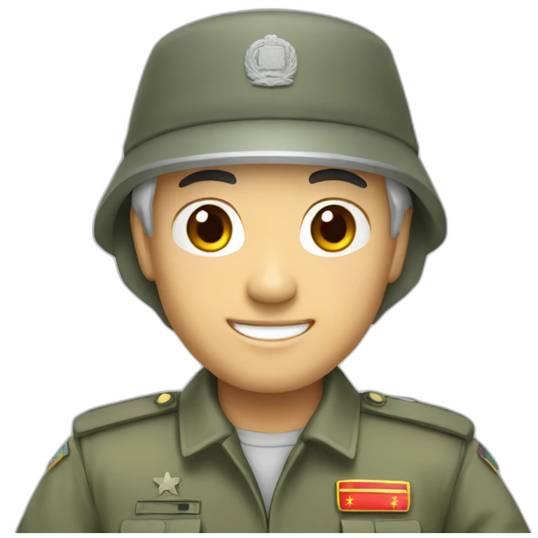 Chinese guy gray hair where soldier uniform thumb up emoji