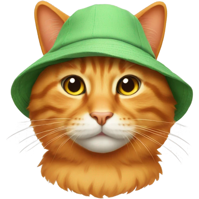 Orange cat wearing a bucket hat emoji