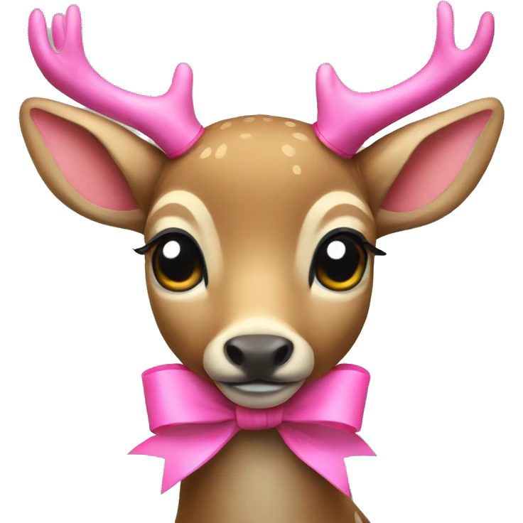 Deer with pink ribbon emoji