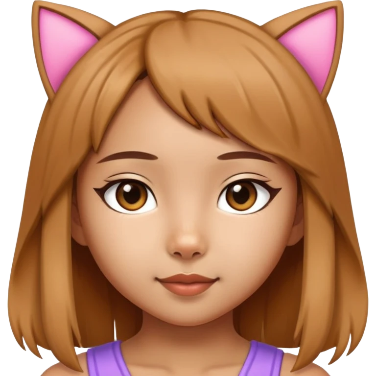 8 years old asian girl with a cat ears emoji