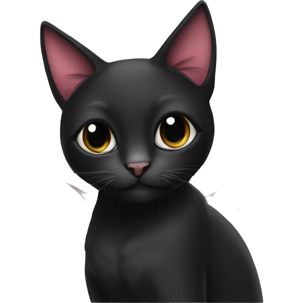 black toxedo cat with a pink flower behind one ear emoji