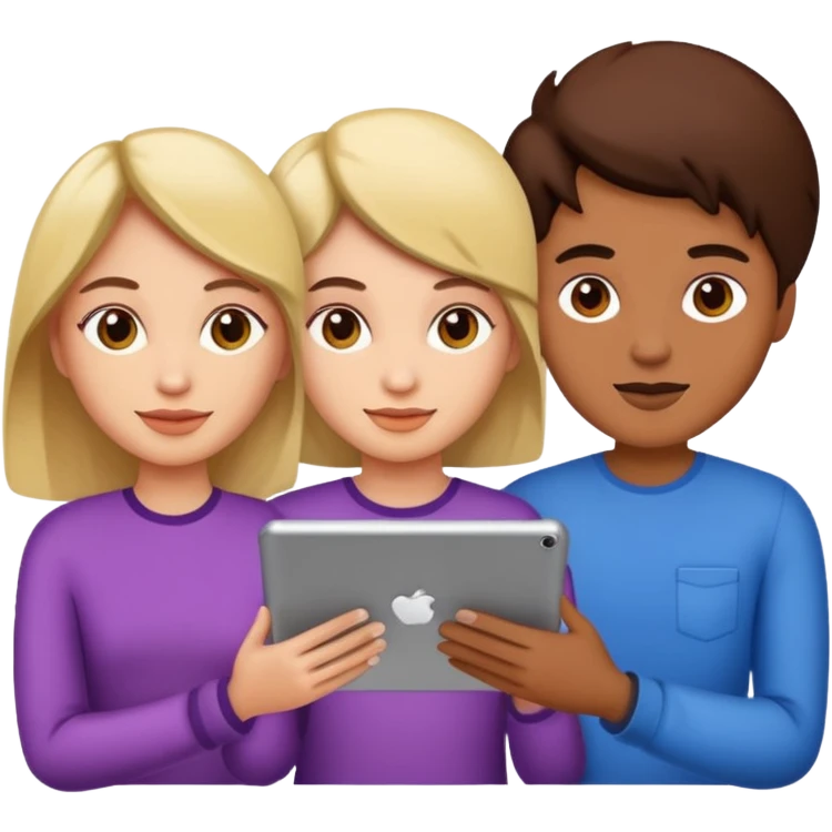 designers collaborating on a digital tablet emoji