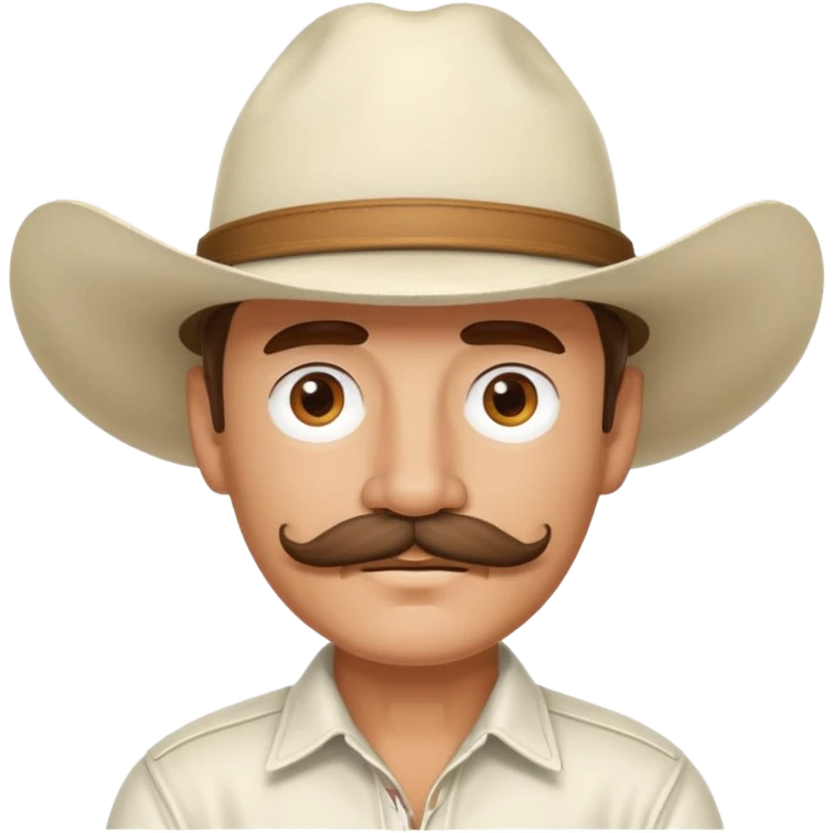 Man with mustache, wearing white cowboy hat emoji