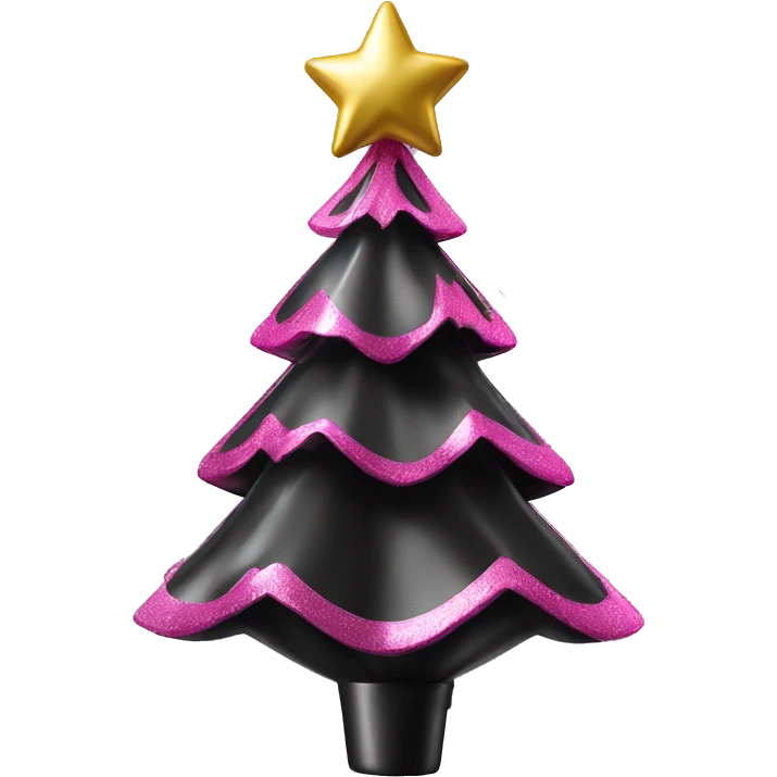 Realistic isolated black and pink metallic christmas tree topper. emoji