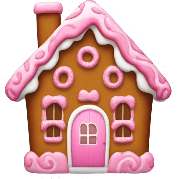A pink gingerbread house emoji