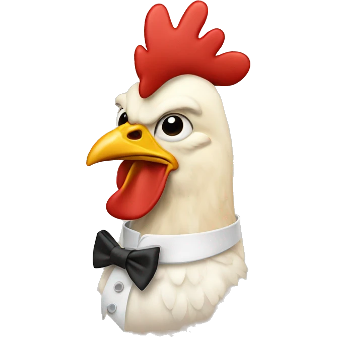 A chicken with bow tie emoji