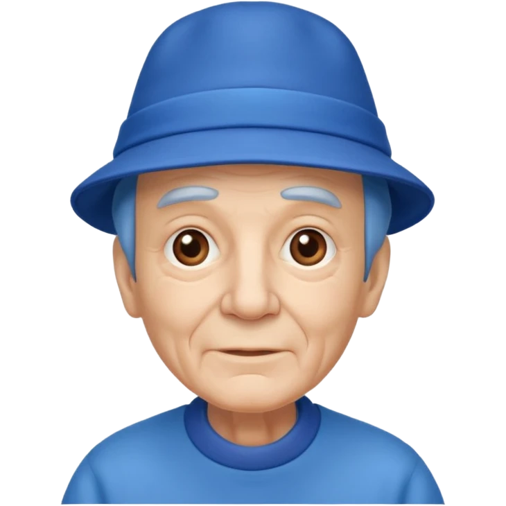 elderly man with blue hat emoji