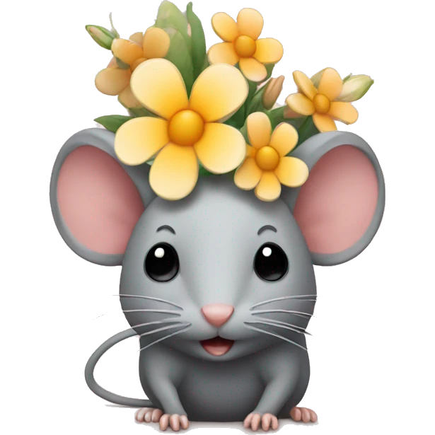 mouse with flowers emoji