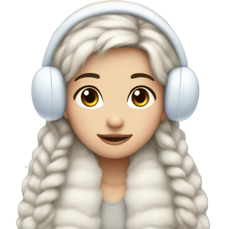 Winter girl long dark hair fluffy earmuffs  emoji