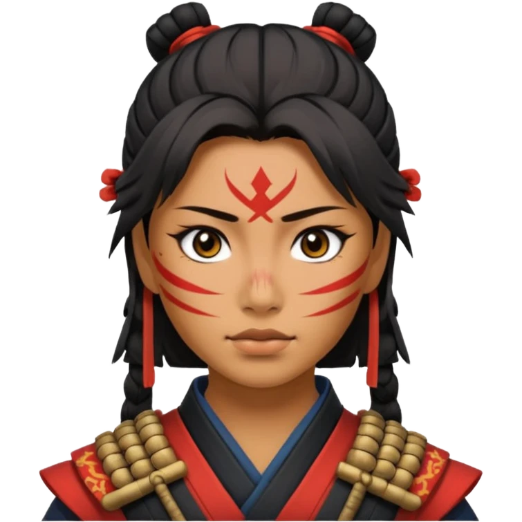 A samurai warrior with scars all over her face emoji