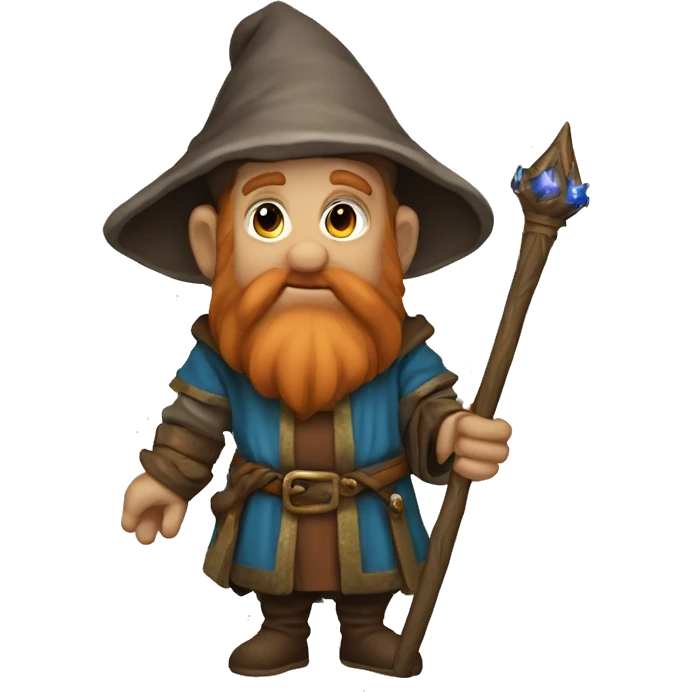 Medieval magic dwarf with a sorcerer staff emoji