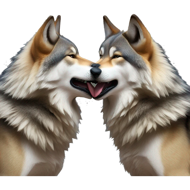 wolves kissing emoji