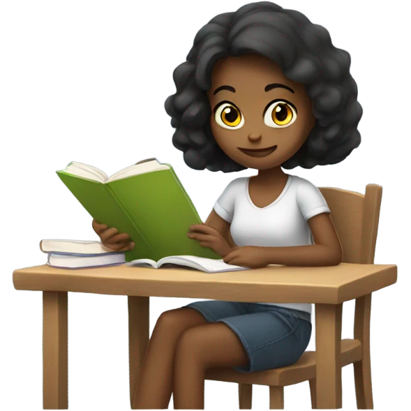 Girl writing and reading  emoji
