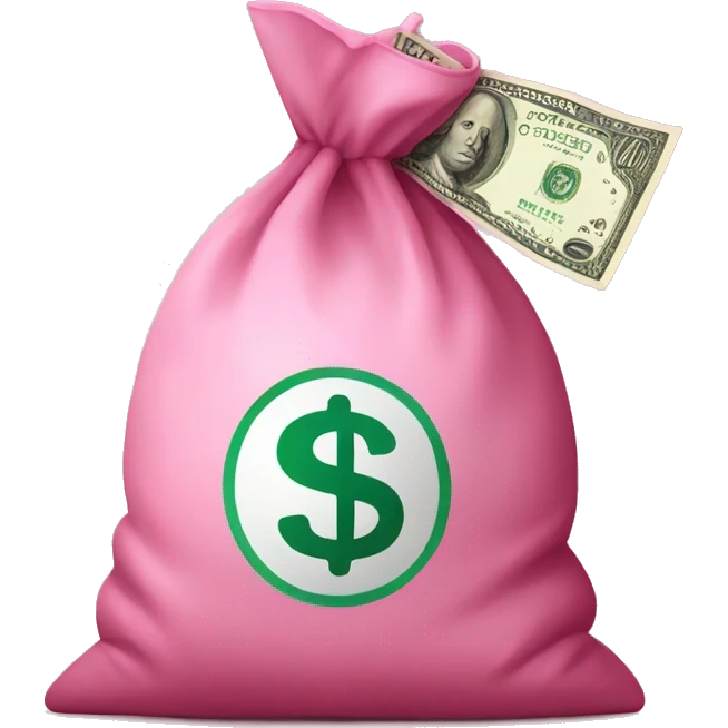 Pink money bag with dollar symbol on it  emoji