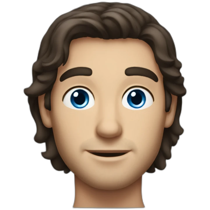 German-Italian American Man with Blue Eyes, Long dark Brown Hair, and Freckles emoji