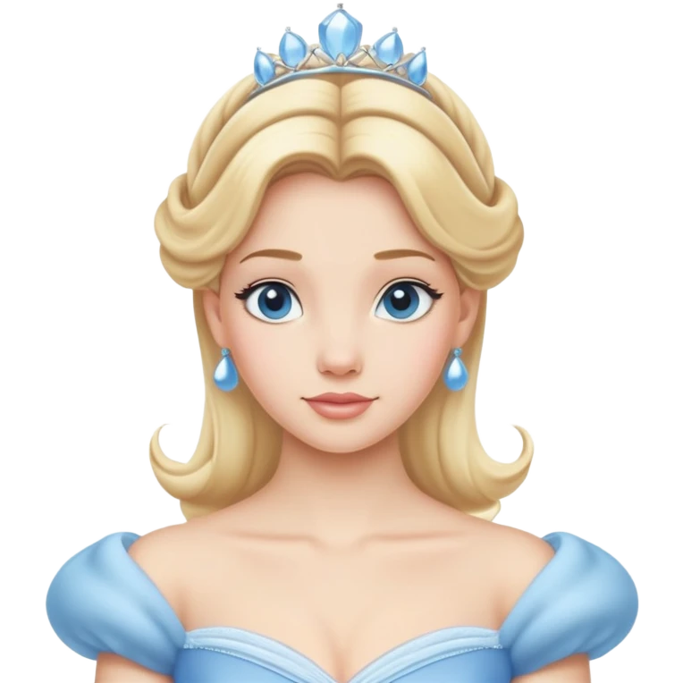 Cinderella from hips up, light blue ballgown, blonde hair, minimal style but clearly recognizable emoji