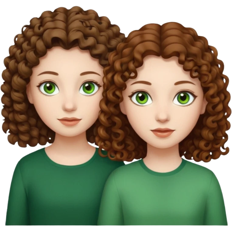 There are two sisters, one have curly brown hair, green eyes and pale skin and the other one have straight brown hair, brown eyes and olive skin emoji