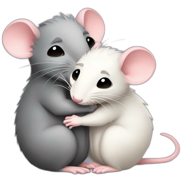 cute rats hugging each other emoji