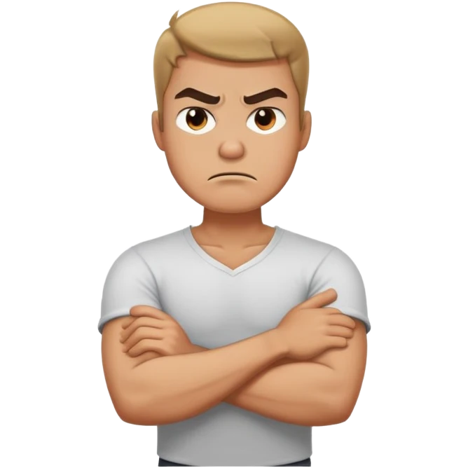 Arms crossed holding neck angry guy emoji