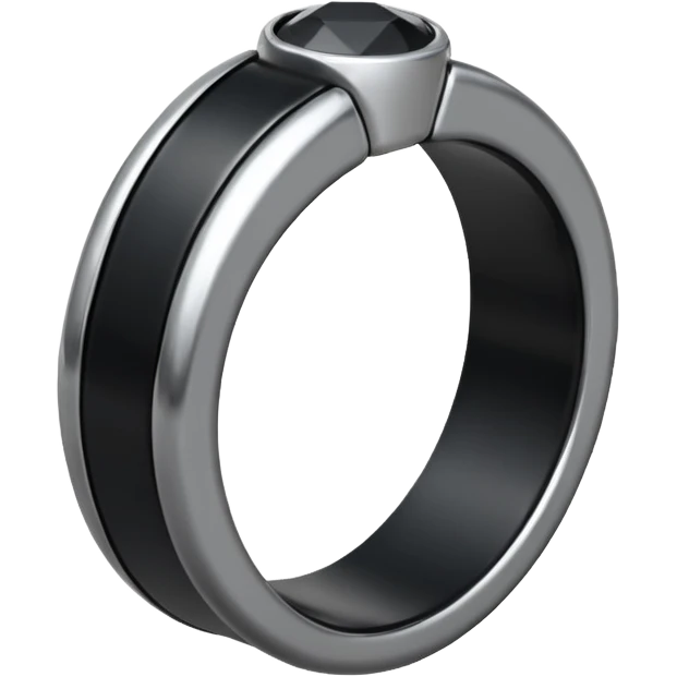 iOS emoji, minimal dark fantasy ring, black metal, flat emoji