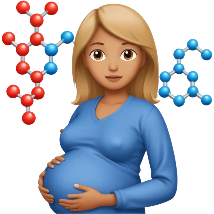 chemical molecule symbol next to a pregnant  emoji