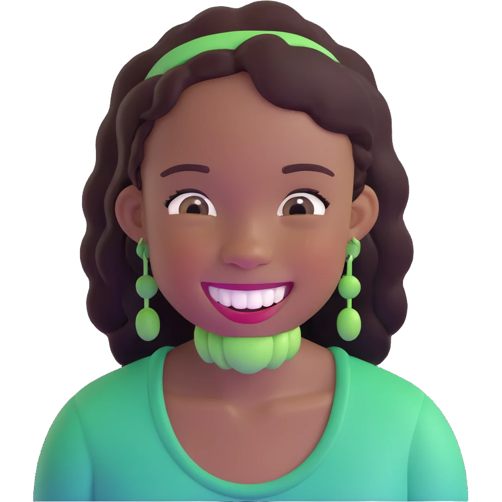 black girl with green braces on her teeth smiling emoji
