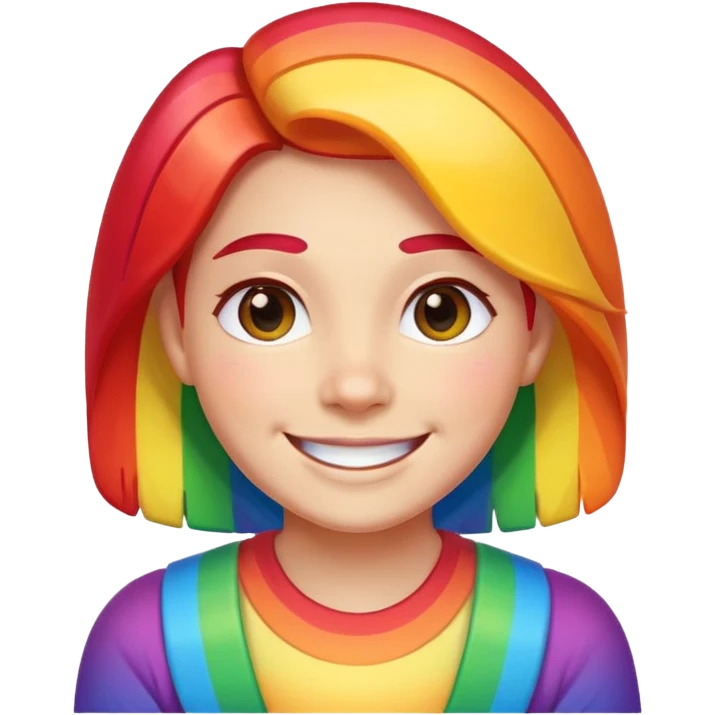 pride character, smiling, rainbow colors, inclusive and joyful vibe, modern Apple emoji style, clean vector look, soft gradients, simple background emoji