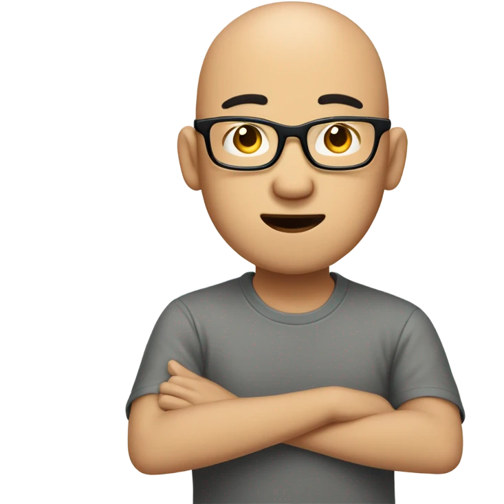  a 35-year old, male, bald Asian man, wearing glasses, inquisitive, goofy, scratching the back of his head in confusion,  emoji